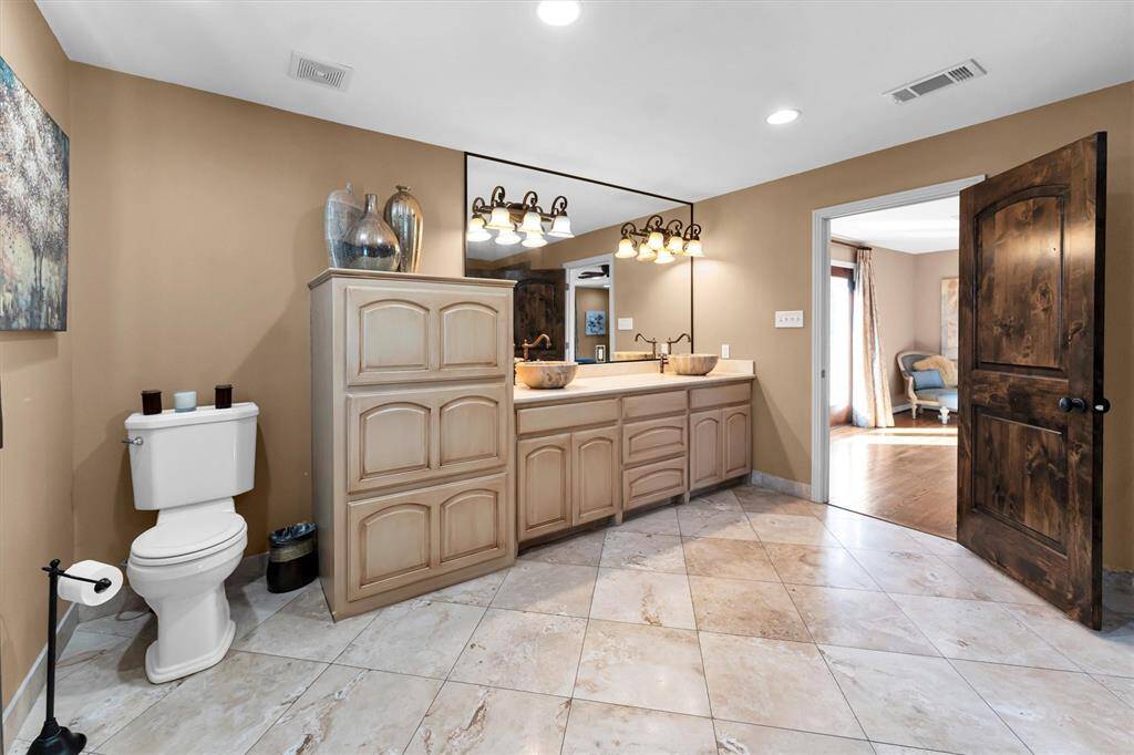 Separate shower and copper soaker tub