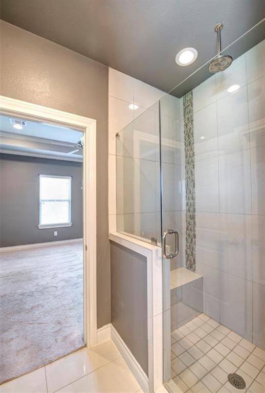 Walk-in shower of the primary bathroom.