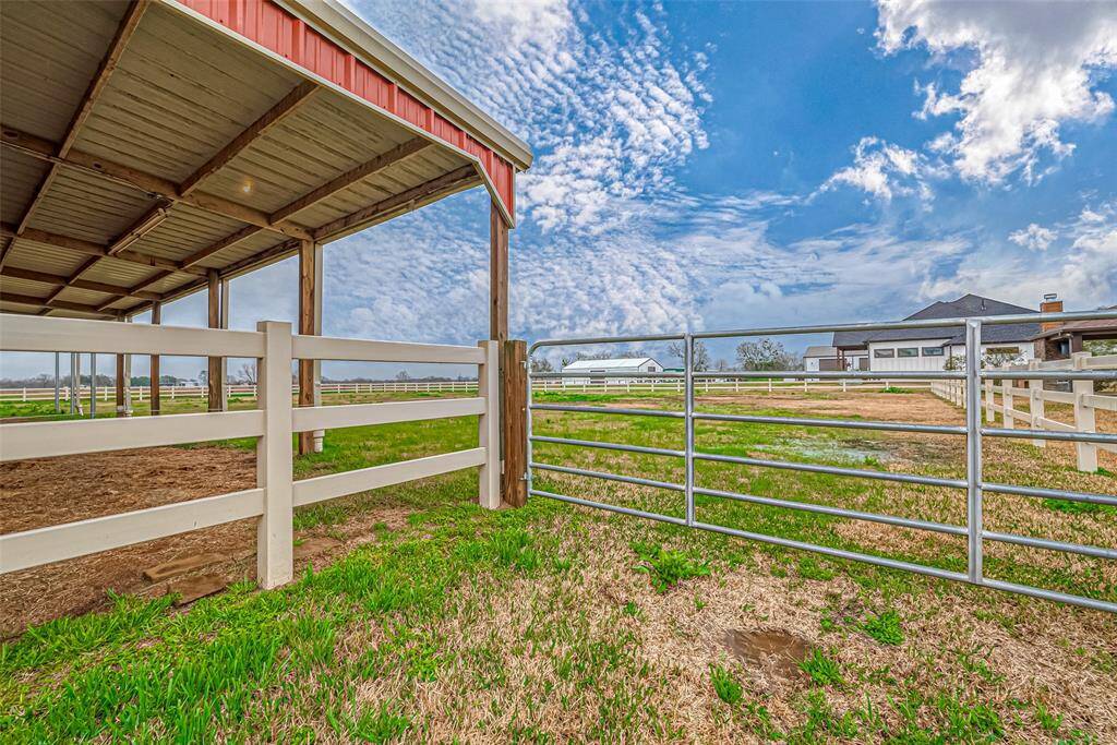 Fenced horse pasture for turnouts.