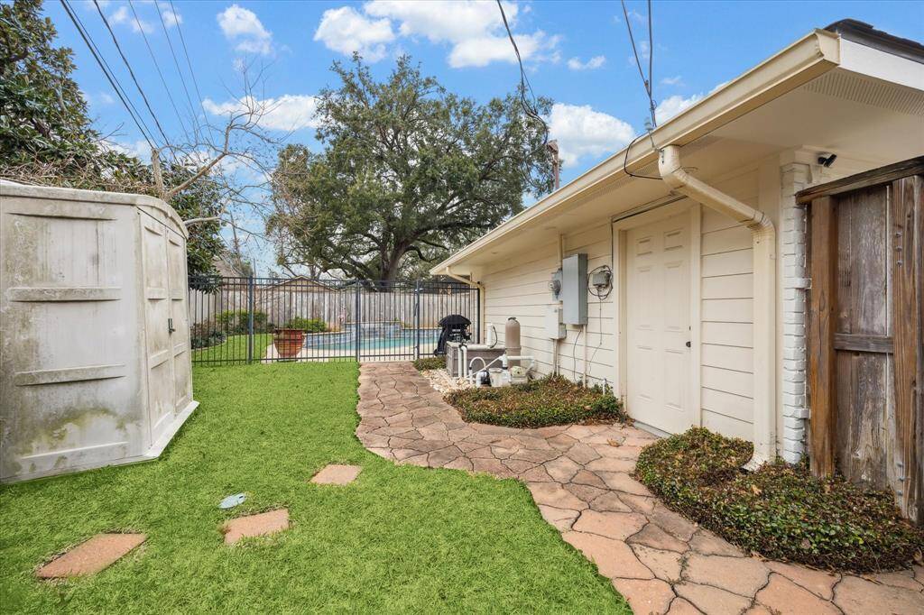 Side yard with shed
