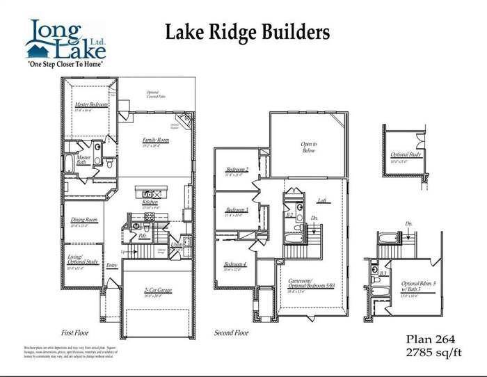 Plan 264 features 5 bedrooms, 4 full baths, 1 half bath and over 2,700 square feet of living space.