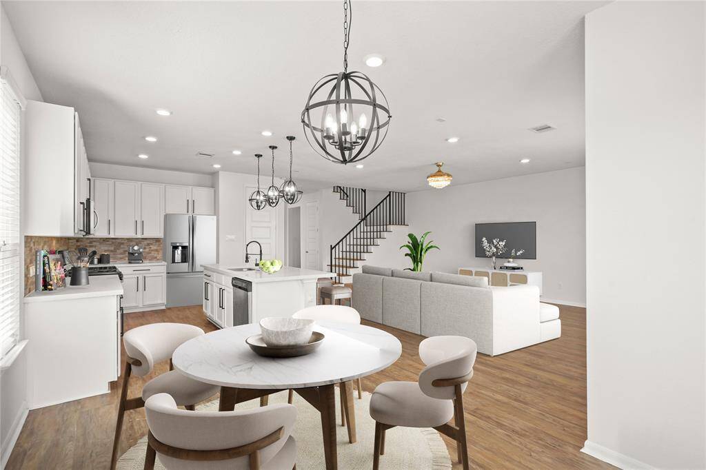 Virtually staged breakfast / living room area