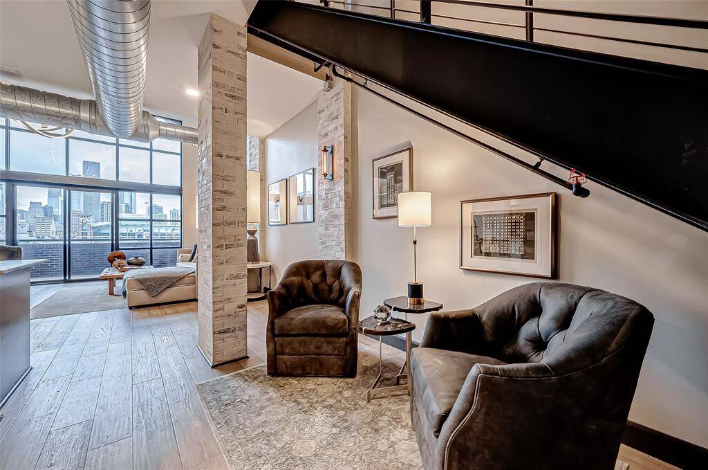 Area under staircase is used for extra seating.