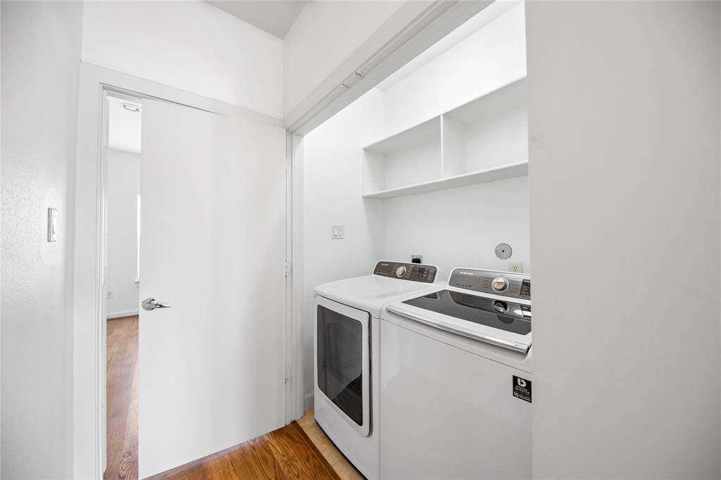 Washer and dryer included with the home.
