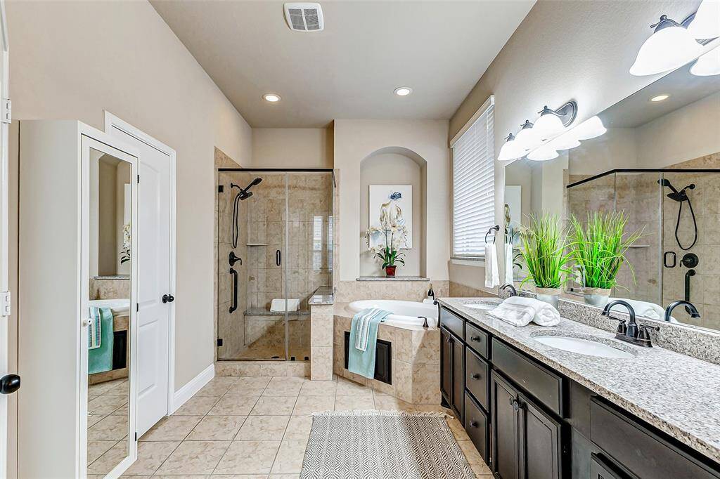Separate tub and shower in your private spa.