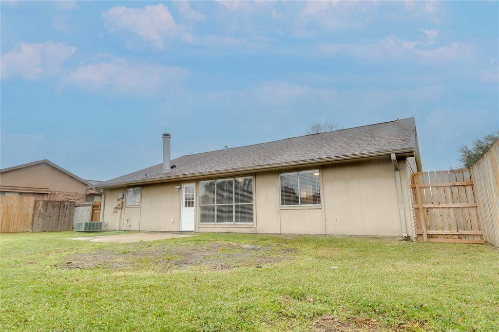 Large back yard has room for a large gym set and trampoline.