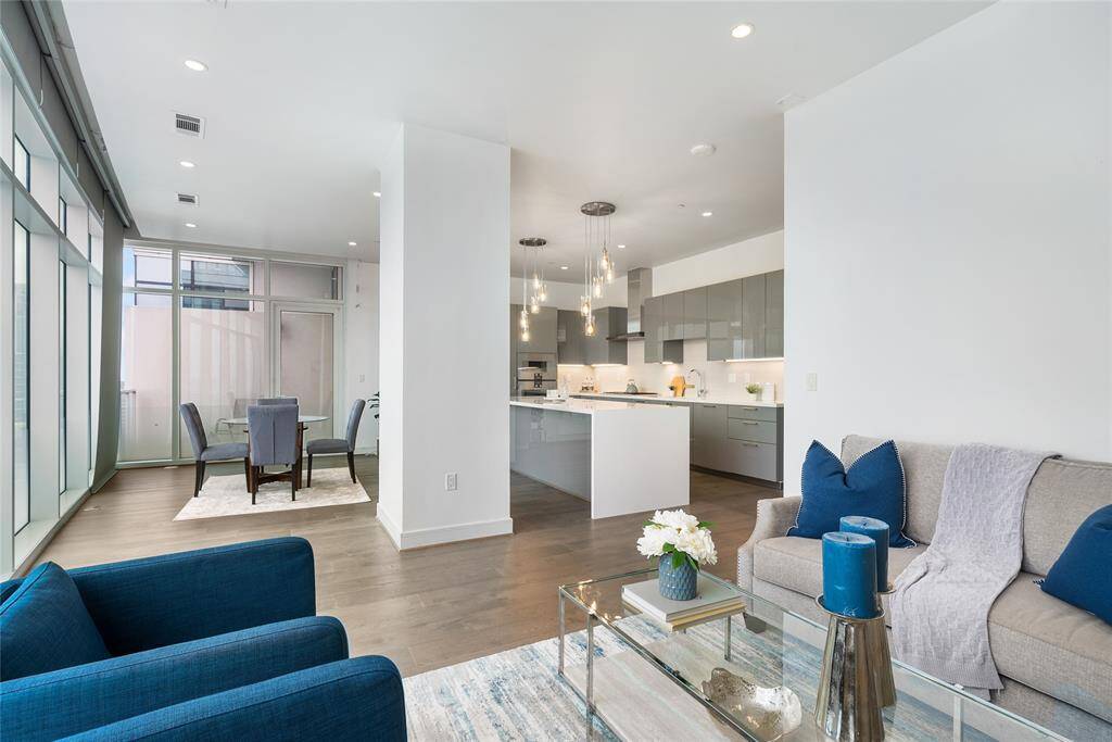 The floor plan flows effortlessly, connecting the kitchen, dining and living spaces.
