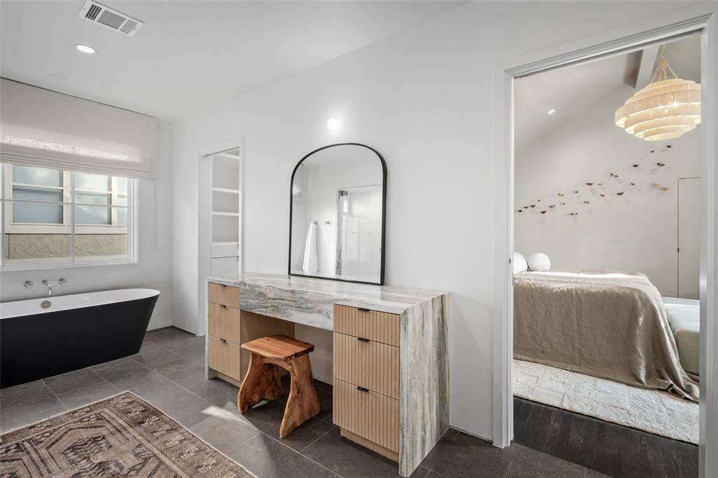 Vanity with stone front drawer