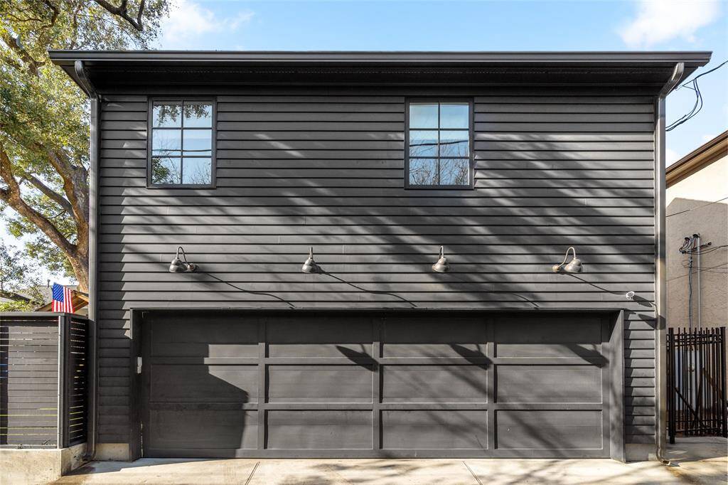 View of the garage from alley.