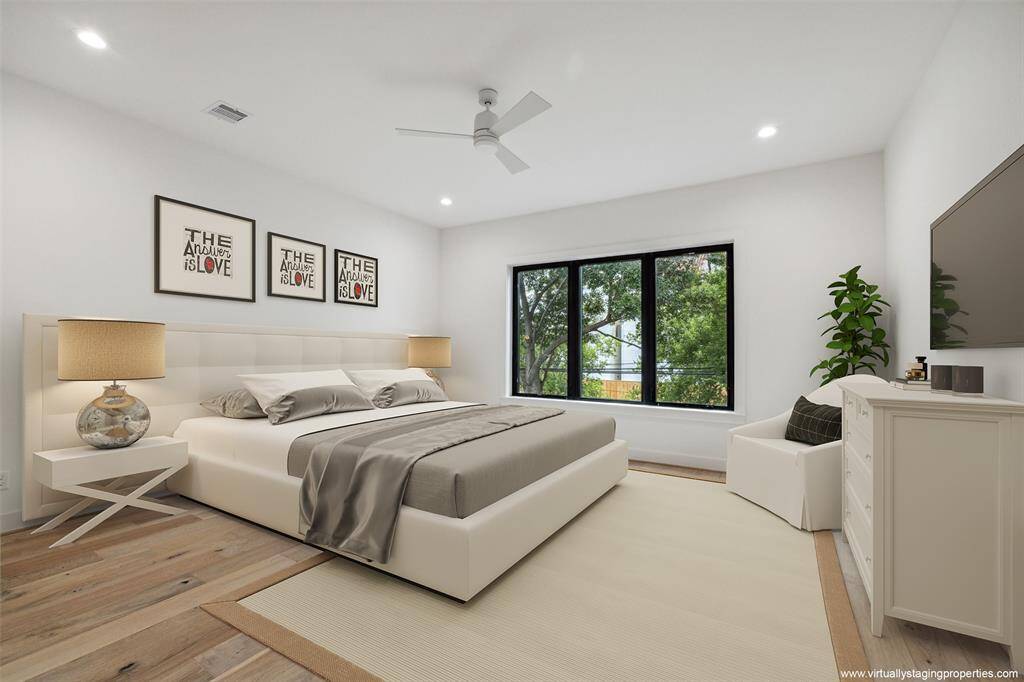 Virtually staged Primary Bedroom.