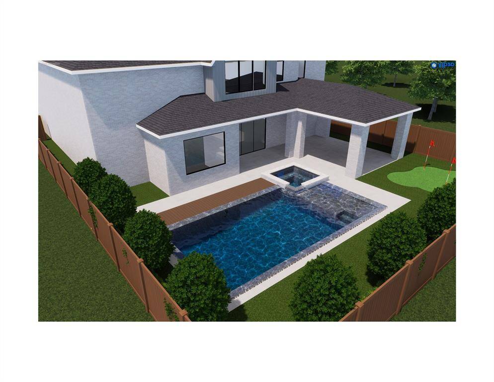 Virtual pool. There's a very convenient full bath and shower accessible from the lanai.