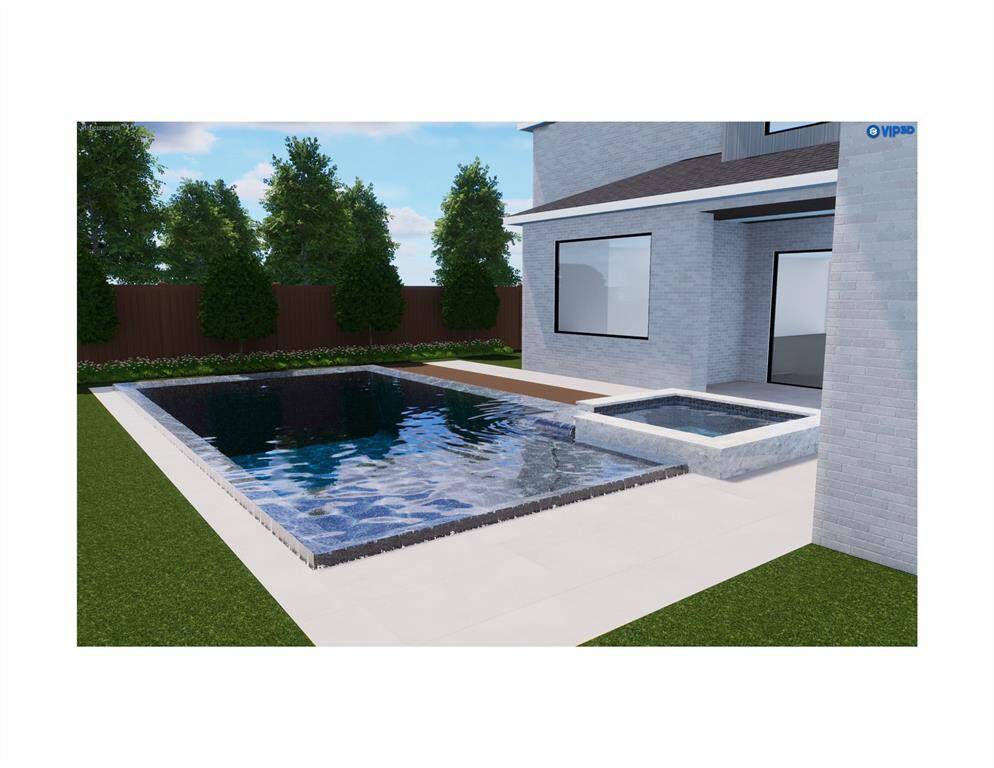 Virtually staged pool / spa and backyard with room to spare.