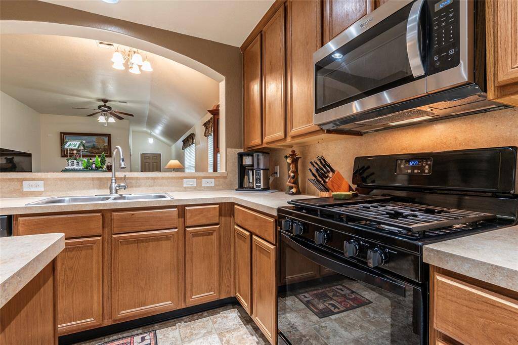 Gas range and oven.
