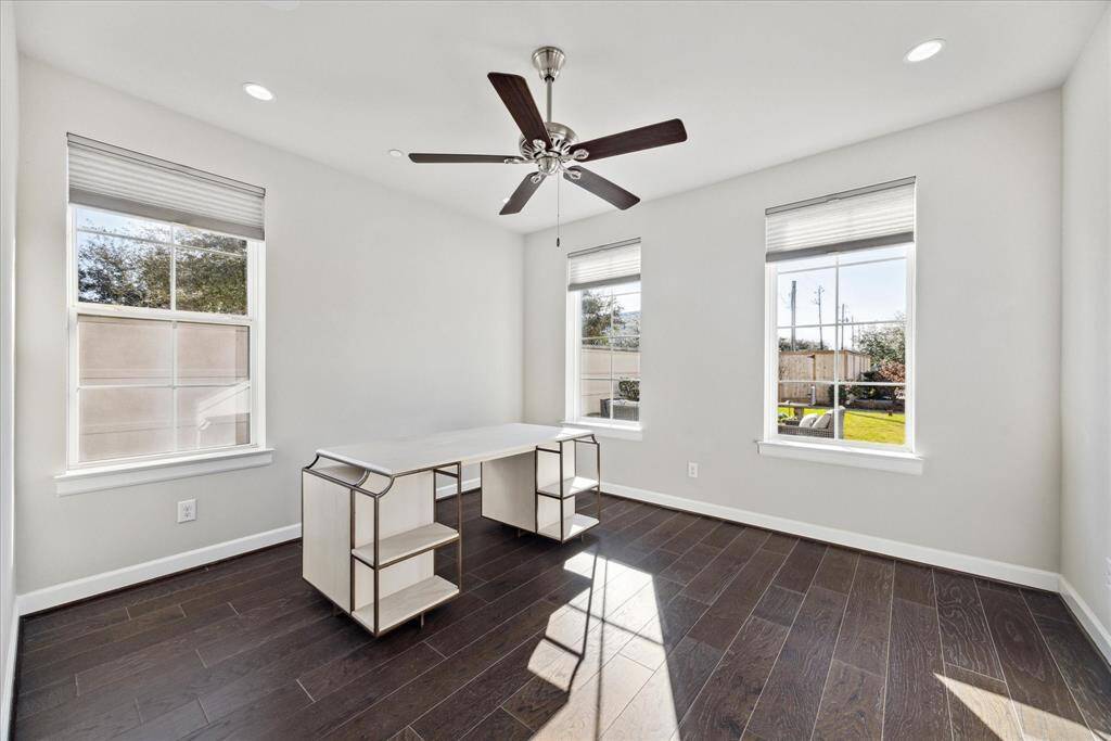 First floor bedroom suite with walk-in closet, wood floors.  Could also be a delightful study with stunning views.