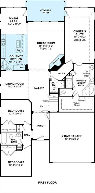 The Tuscany II floor plan by K.Hovnanian® Homes. 1st Floor shown