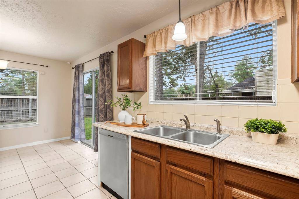 Kitchen opens to the sunny dining area