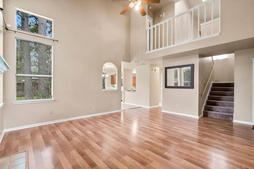 Upstairs hallway overlooks the central gathering space