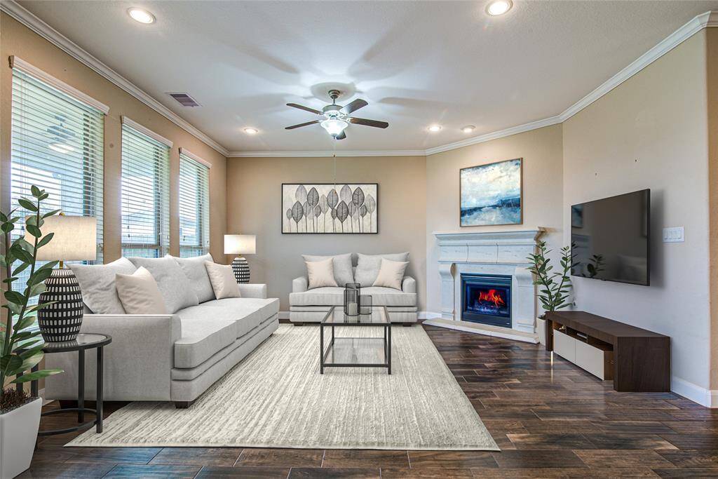 Virtually staged living room.