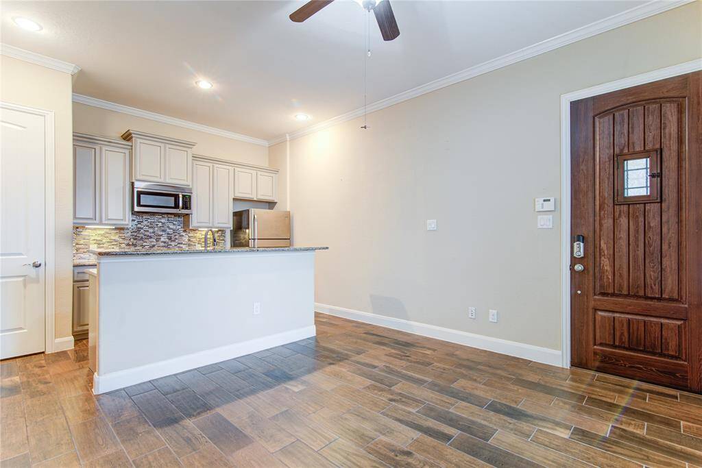 The apartment is approximately 600 square feet in size, and has its own living room, kitchen, bedroom, bathroom and stackable washer and dryer.