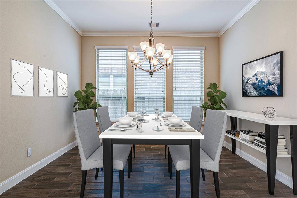 Virtually staged dining room.