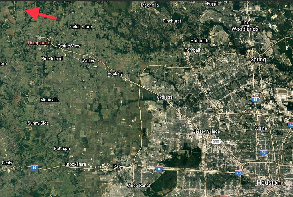 60 miles from the center of downtown Houston, Tx & a short 30 miles from Cypress, Tx.