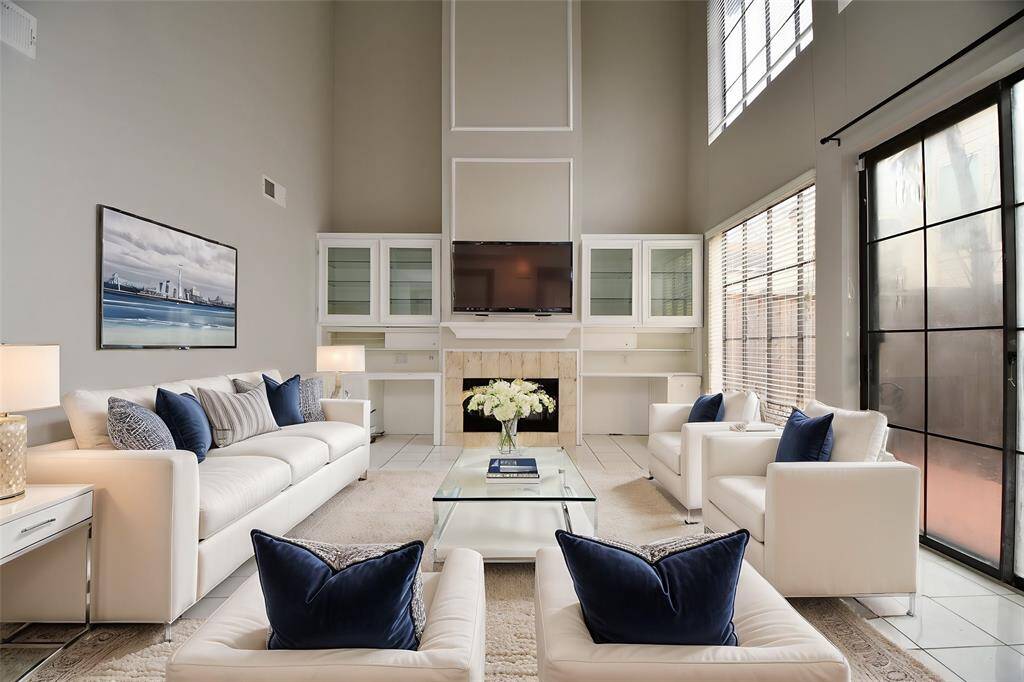 High ceiling living room.