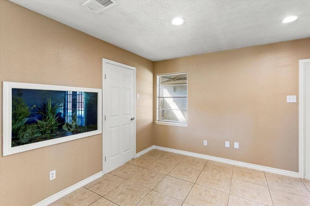 Built in fish tank.  Service access in laundry room.