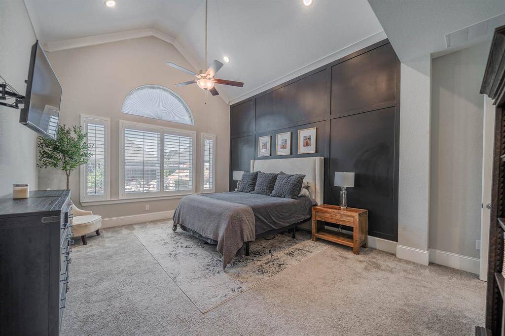 Primary master suite with view of the beautiful pool