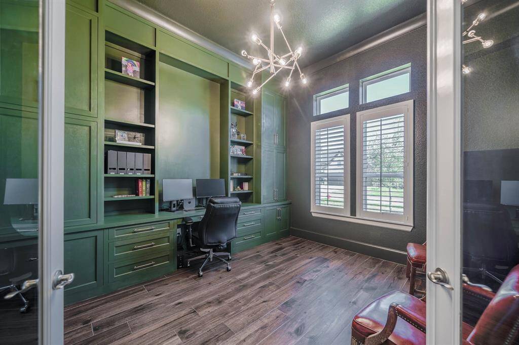 Work from home with this beautiful custom cabinetry