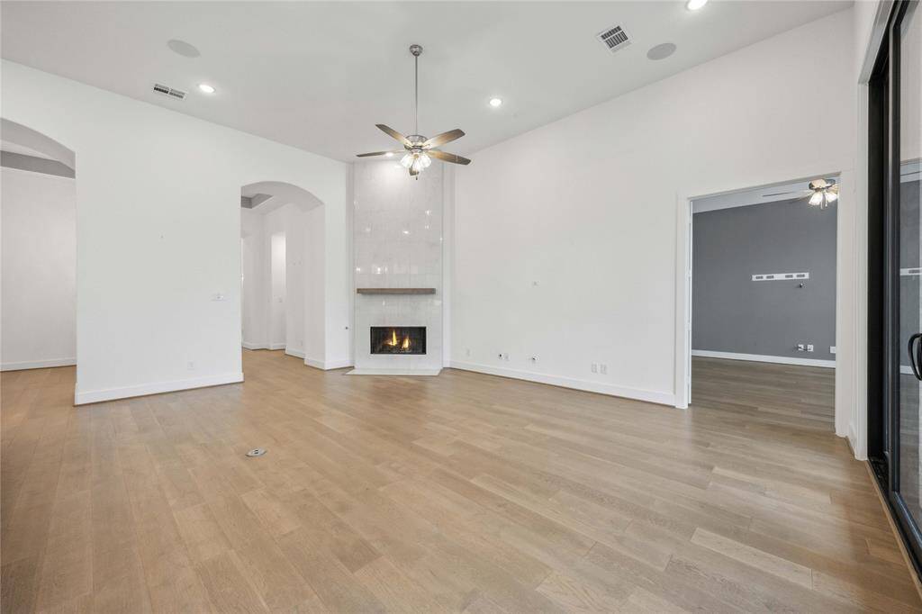 View of the living room showing access to the game room