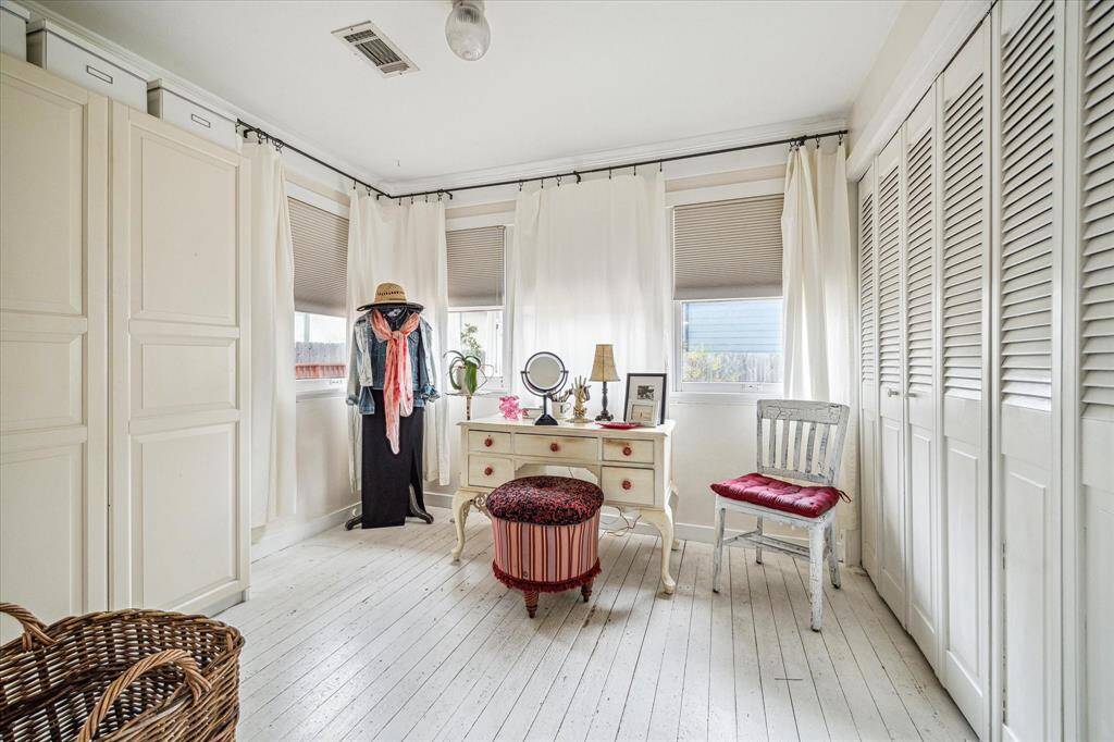 The dressing room and primary closets.