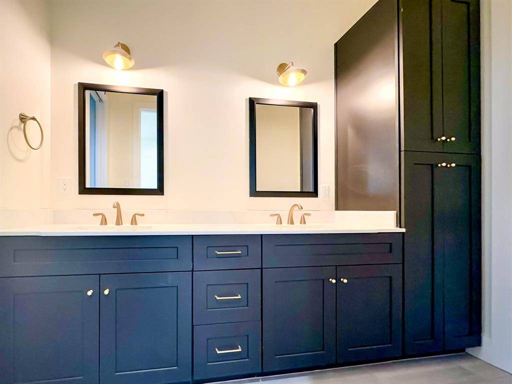 Double sink vanity on second floor