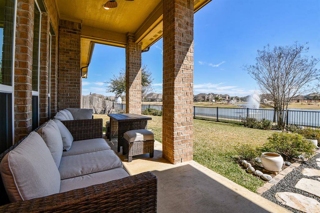 Covered patio overlooking the lake