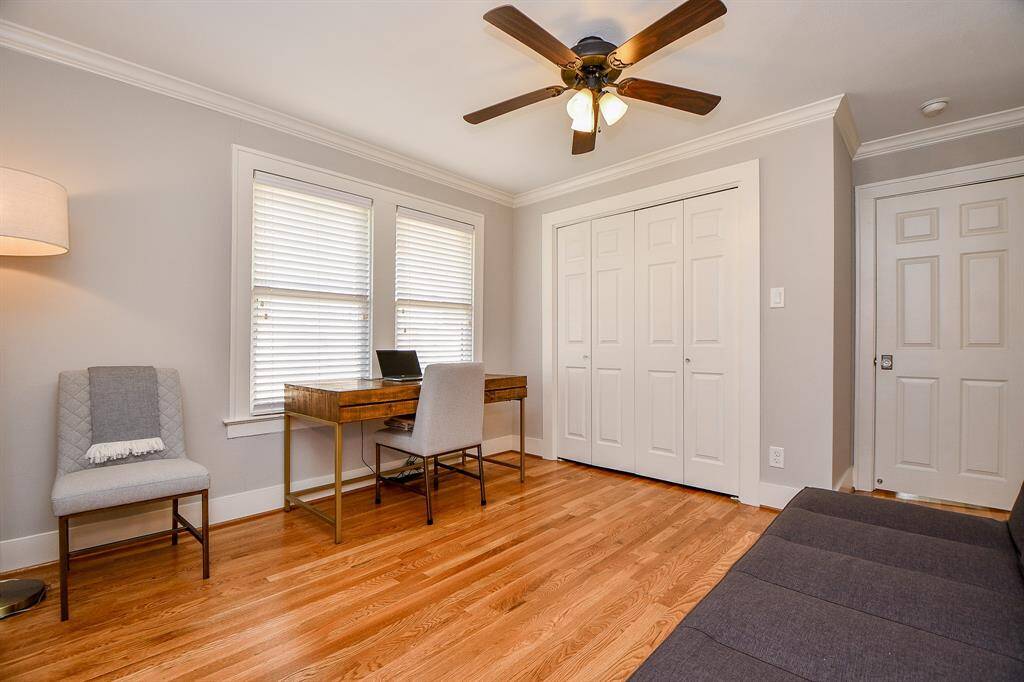 This room has hardwood floors and a great amount of natural light.