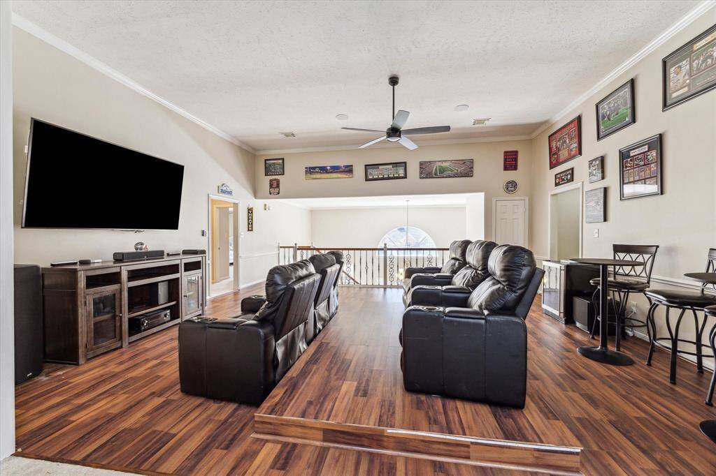Reverse look at the expansive upstairs media room