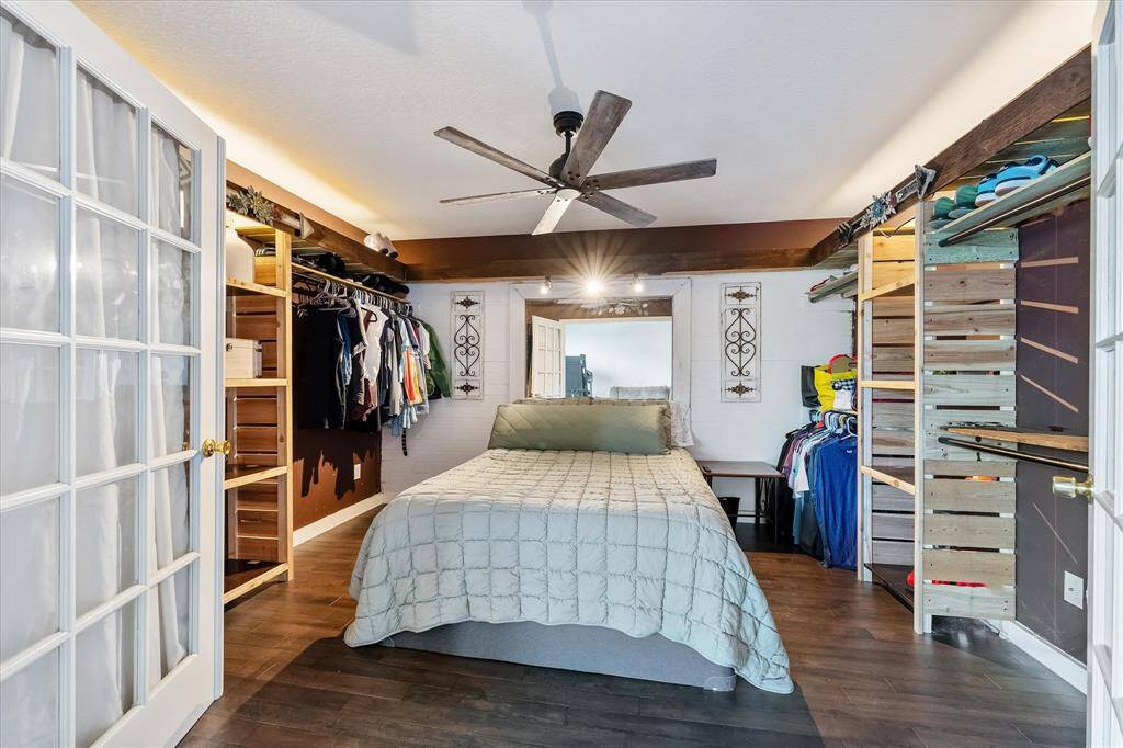 Media room currently used as a bedroom