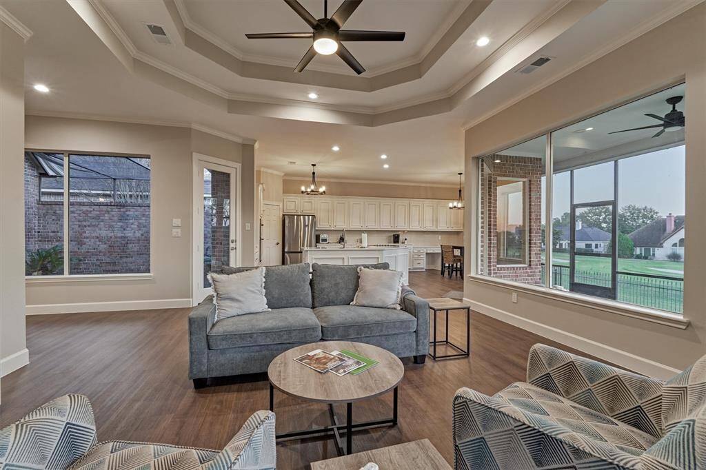 The family room is open to the kitchen and provides plenty of space for entertaining.