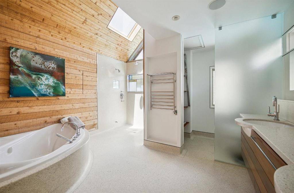Indulge in the inviting soaking tub after a long day.