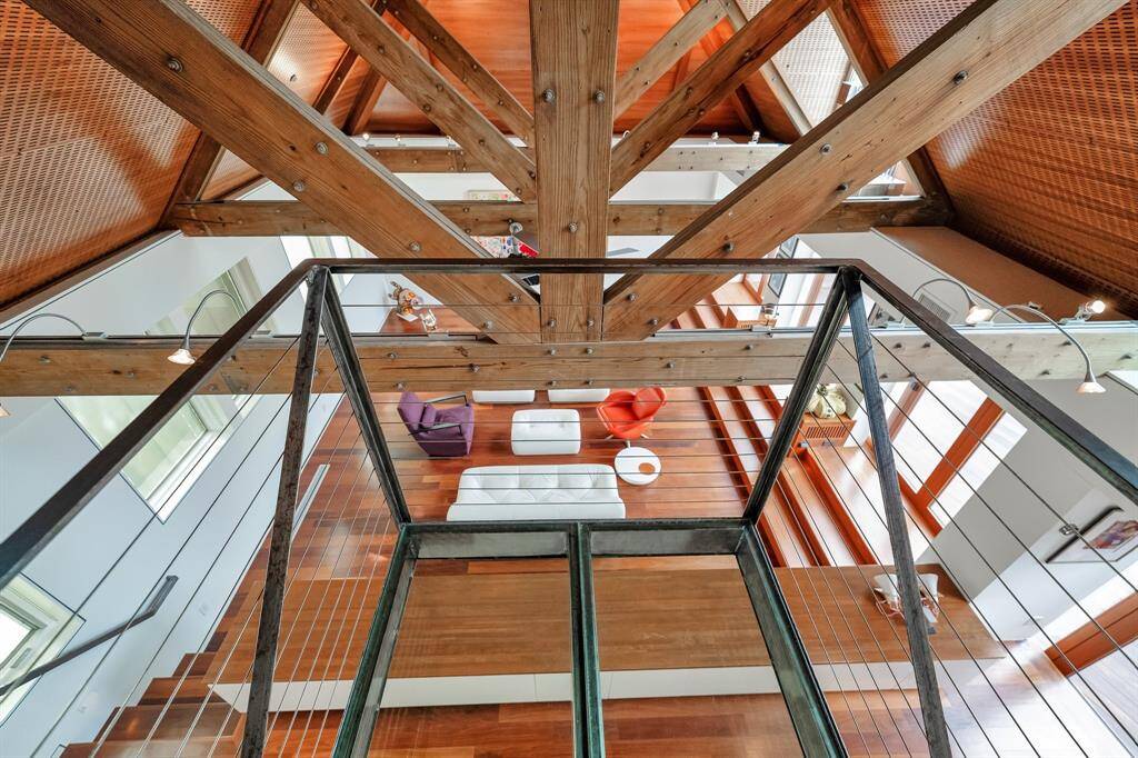 This is the floating landing over the media/game room, off one of the upstairs' lofts.