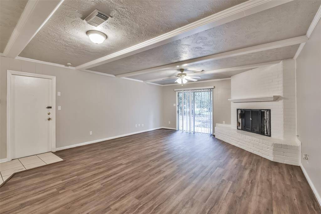 The beams, the floors, the FIREPLACE!!!