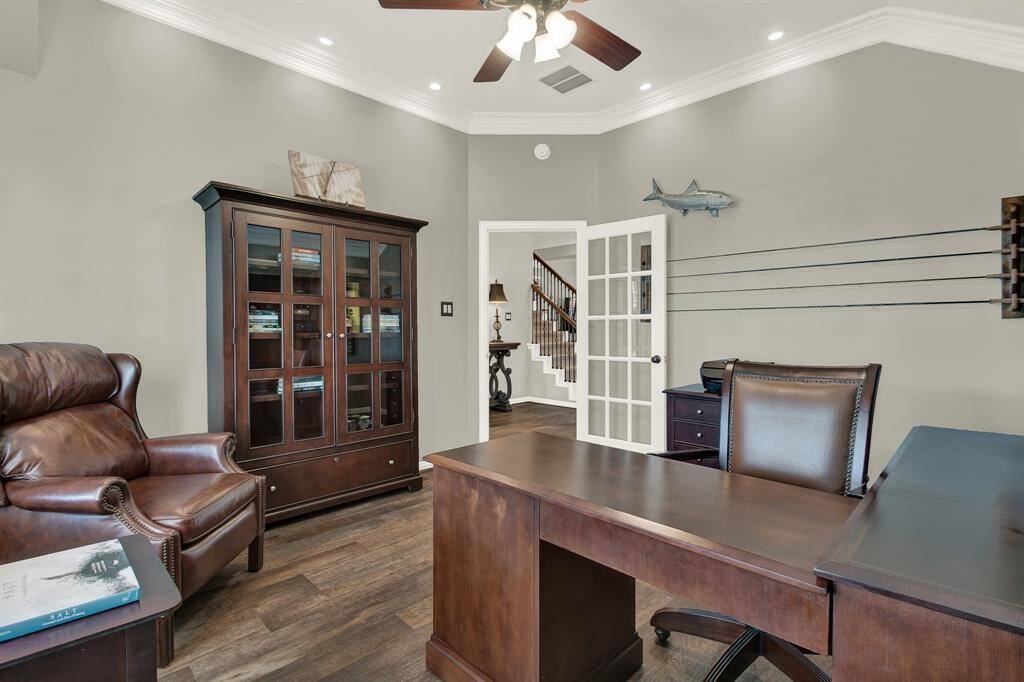 French doors make this room a perfect study.