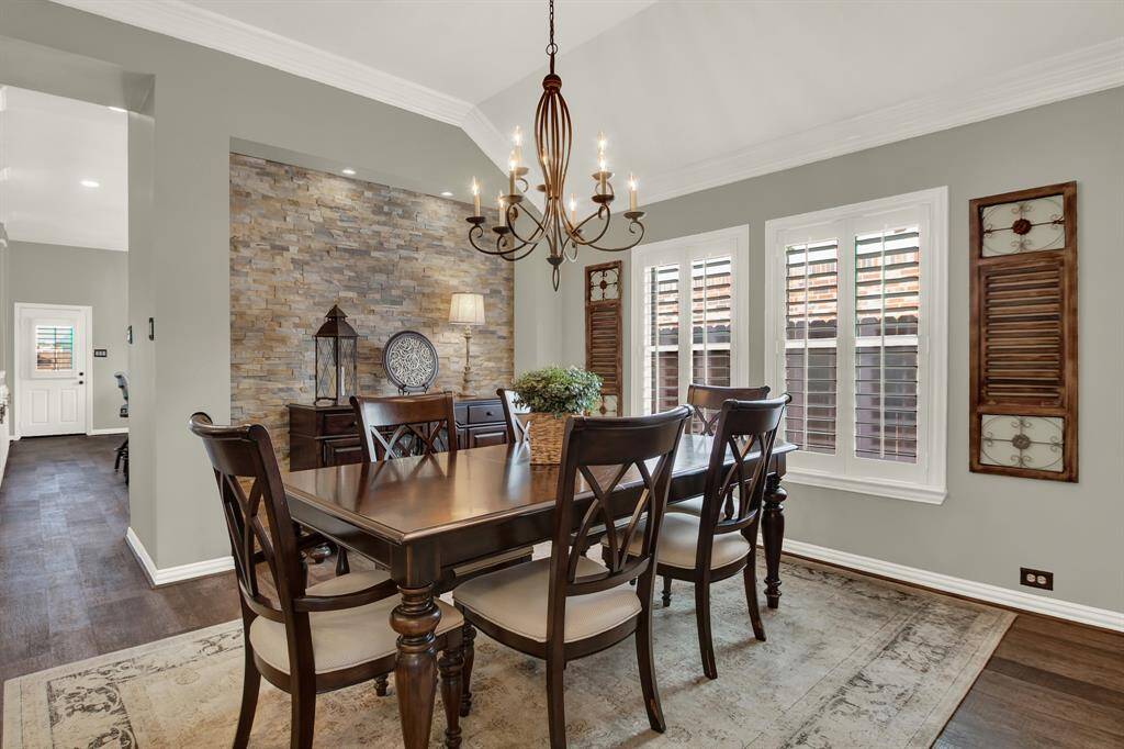 Stylish dining room with a warm, inviting ambiance.
