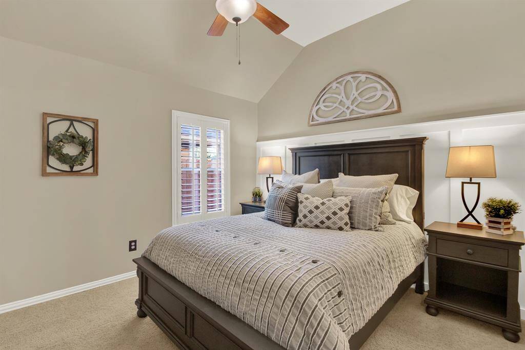 Secondary bedroom with warm, natural colors.
