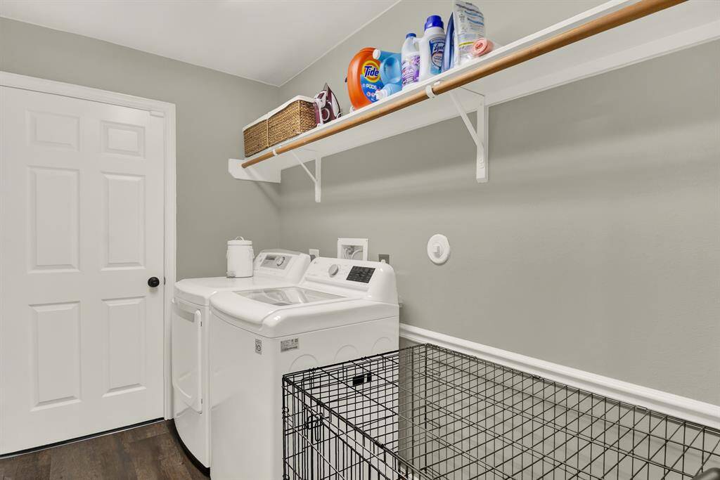 The laundry room open to the garage.