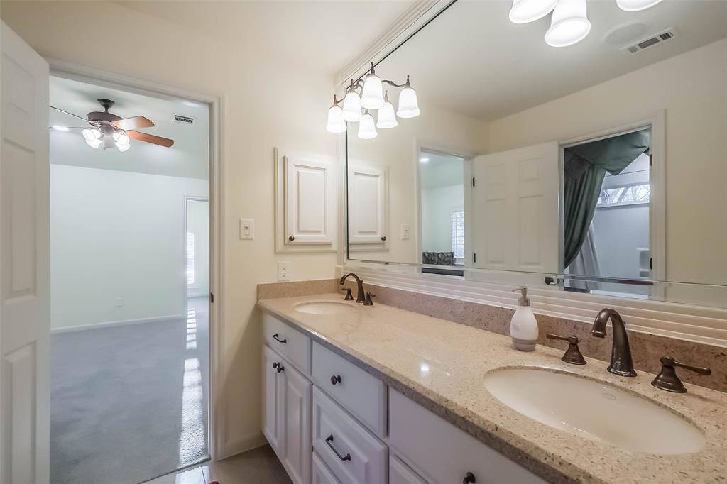 Two sinks in this spacious Hollywood bathroom.