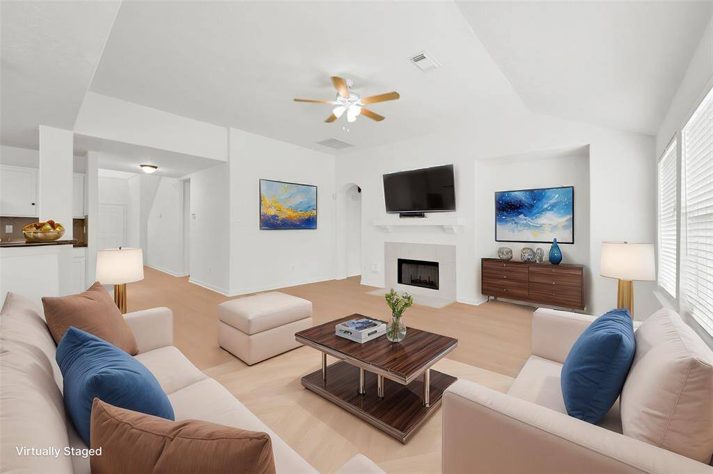 A photo enhanced with digital furniture to show the space in this room.