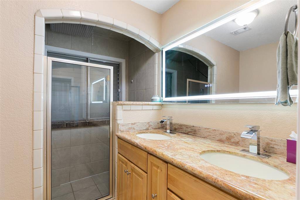 Primary ensuite with double sinks.