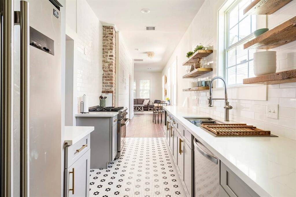 View of the kitchen facing the dining room.