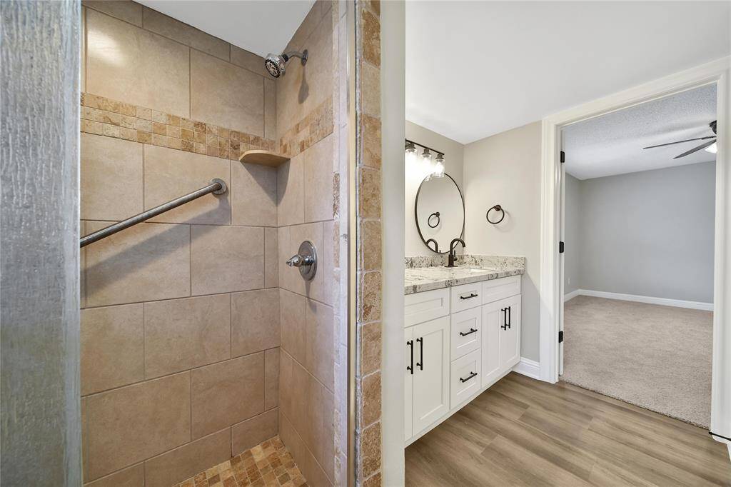Master ensuite shower and double vanity.