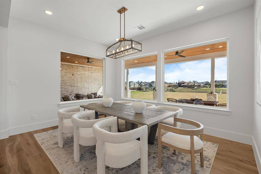 Dining room with waterfront view